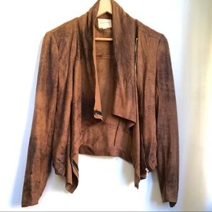 silence + noise chestnut brown moto jacket